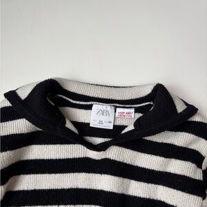 Zara Kids Monochrome Striped Knit Top 3-4T